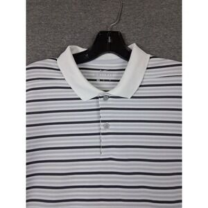 NEW Nike Mens Shirt M Blue Victory Stipe Polo Dri Fit Golf Performance Athletic
